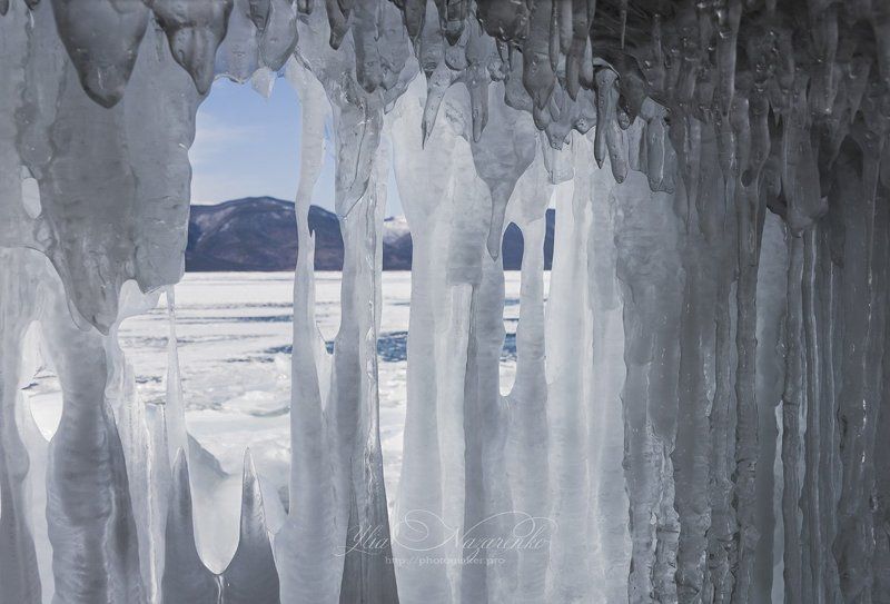 пейзаж, зима, байкал, лед, лёд, сосульки, сталактиты, baikal, winter, ice, icicles Ледяная арфа фото превью