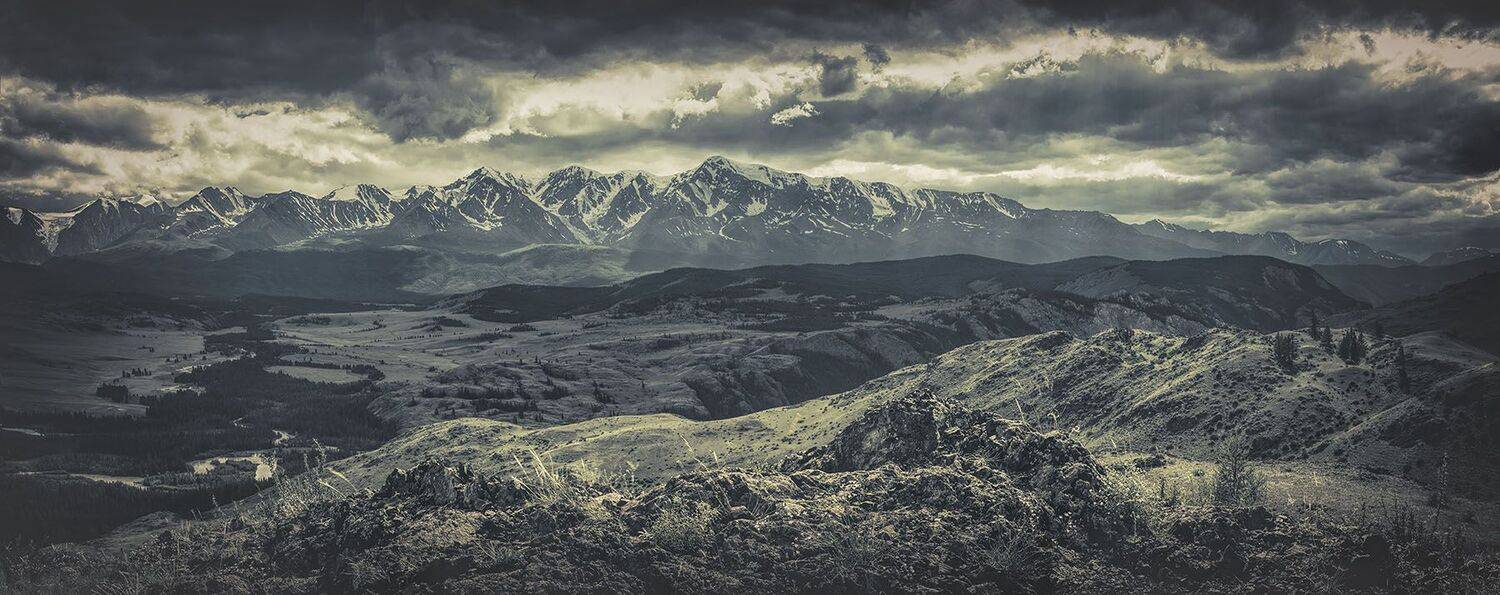 горы, алтай, хребет, горный, ледник, река, долина, сопки, холмы. степь, небо, облака, свет, лучи, камни, скала, трава, чуя, северо-чуйский, Игорь Токарев