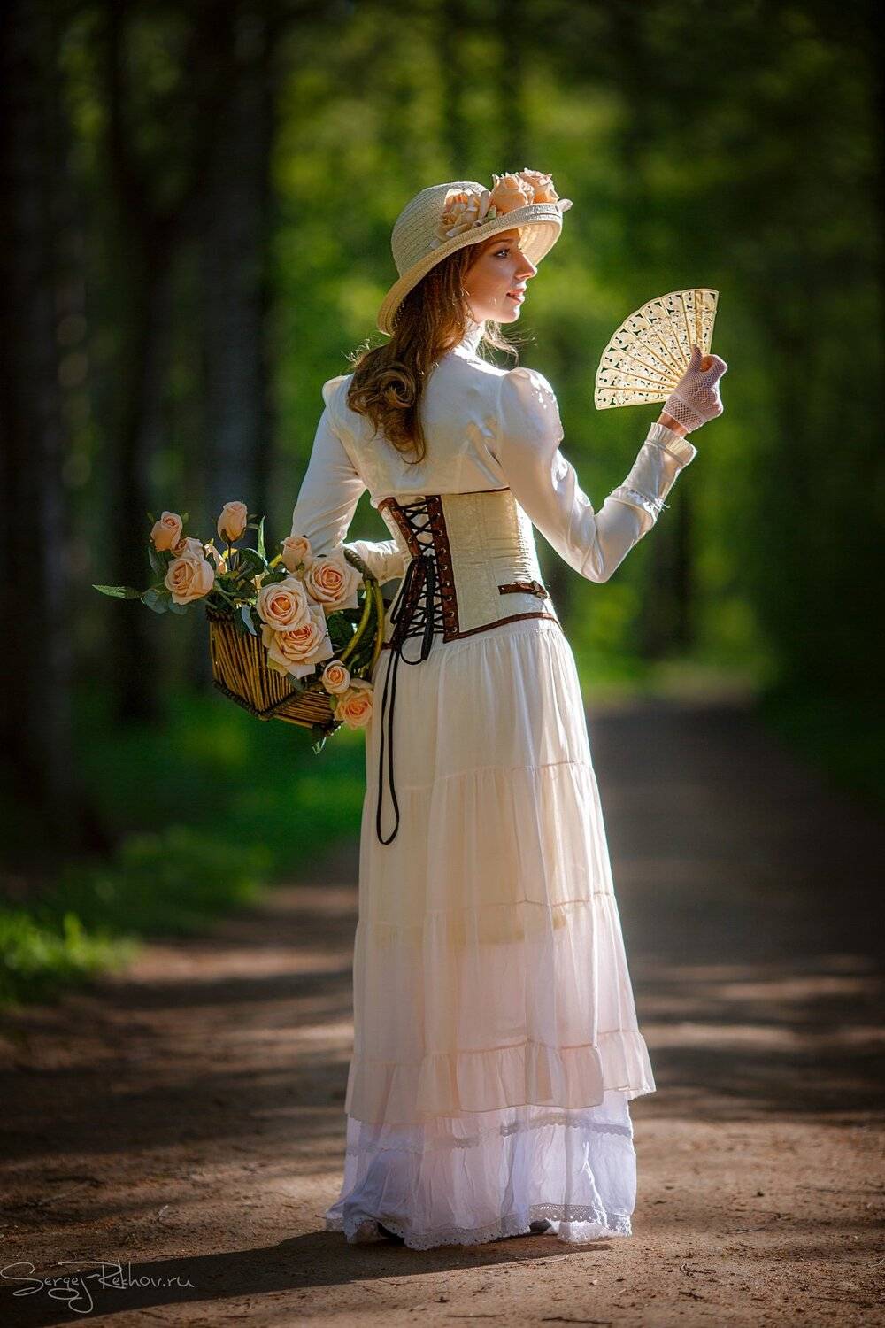 шляпка, девушка, модель, лето, парк, прогулка, веер, Сергей Рехов