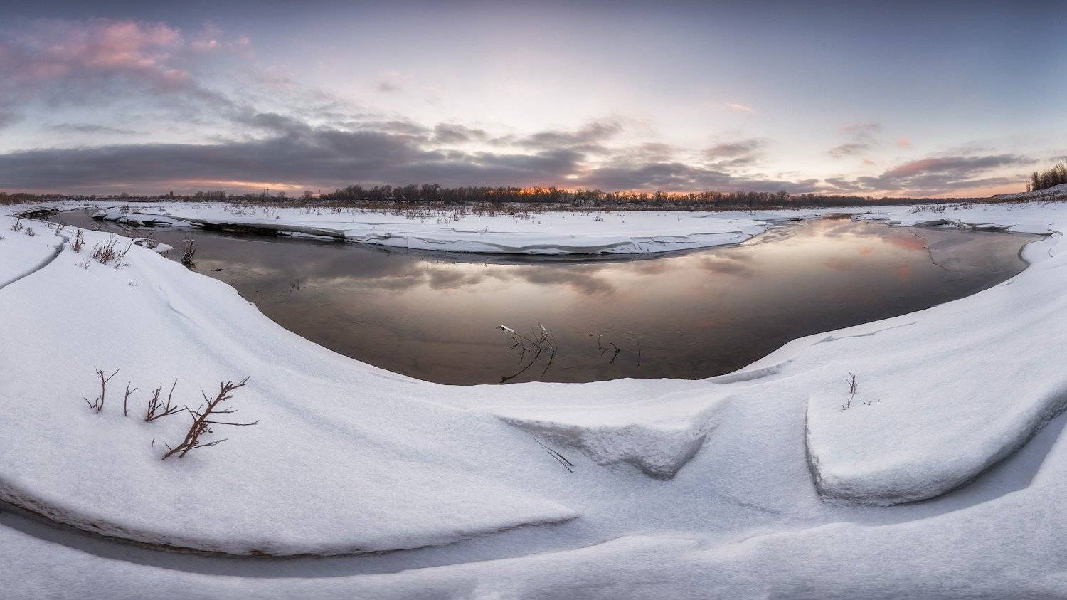 закат, зима, река, ахтуба, затон, Александр Сыроватский