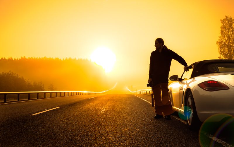 sunrise, porsche, finland, roadtrip Sunrise roadtrip фото превью