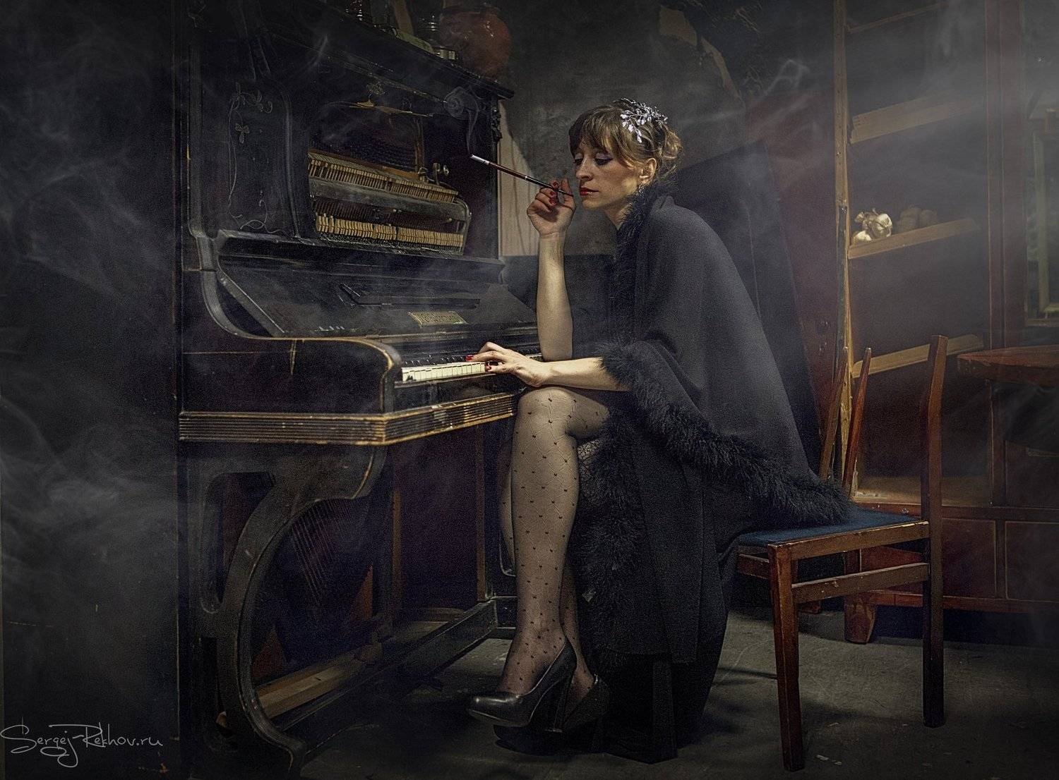 ночь, фортепьяно, девушка, бессонница, музыка, Сергей Рехов
