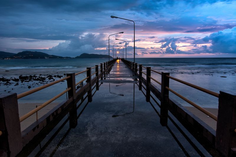 pier, night pier, night sea, night island, night, seascape, night seascape, thailand, phuket Ночной причал. фото превью