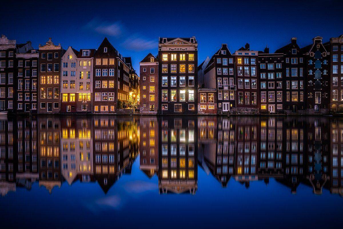 amsterdam canal holland netherland architecture city reflection water night, Roberto Pavic
