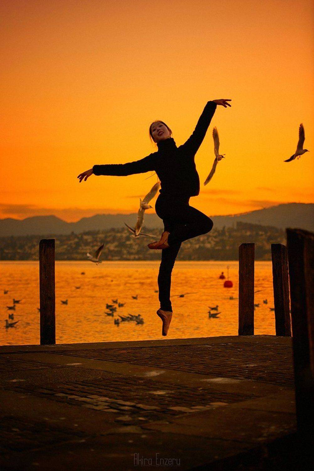 landscape, ballet, ballerina, dance, dancing, sunset, Enzeru Akira