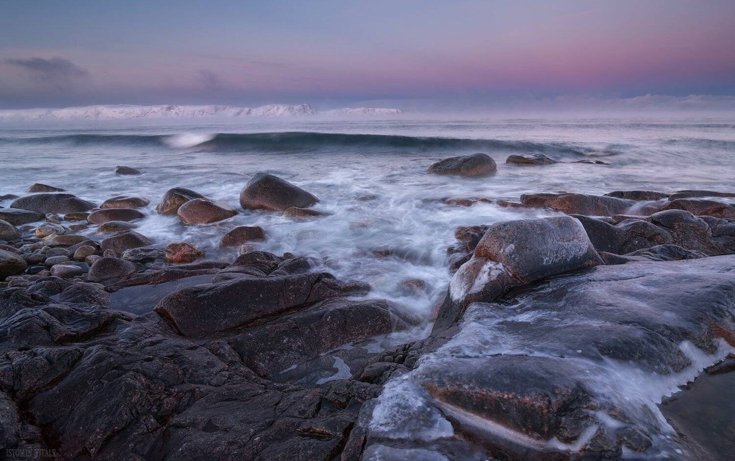 пейзаж,вода,море,камни,берег,россия,зима,лёд,баренцево,териберка,горы, Виталий Истомин