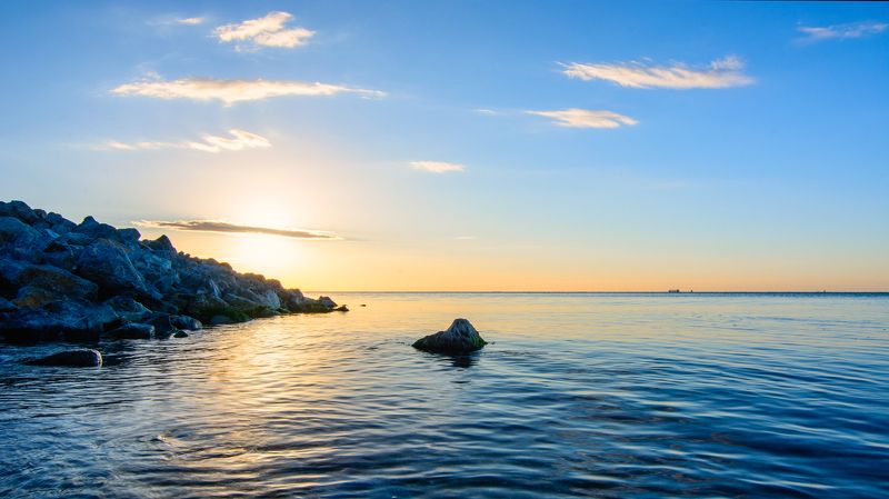 sea sunrise, summer morning, sea, black sea Тёплым летним утром фото превью
