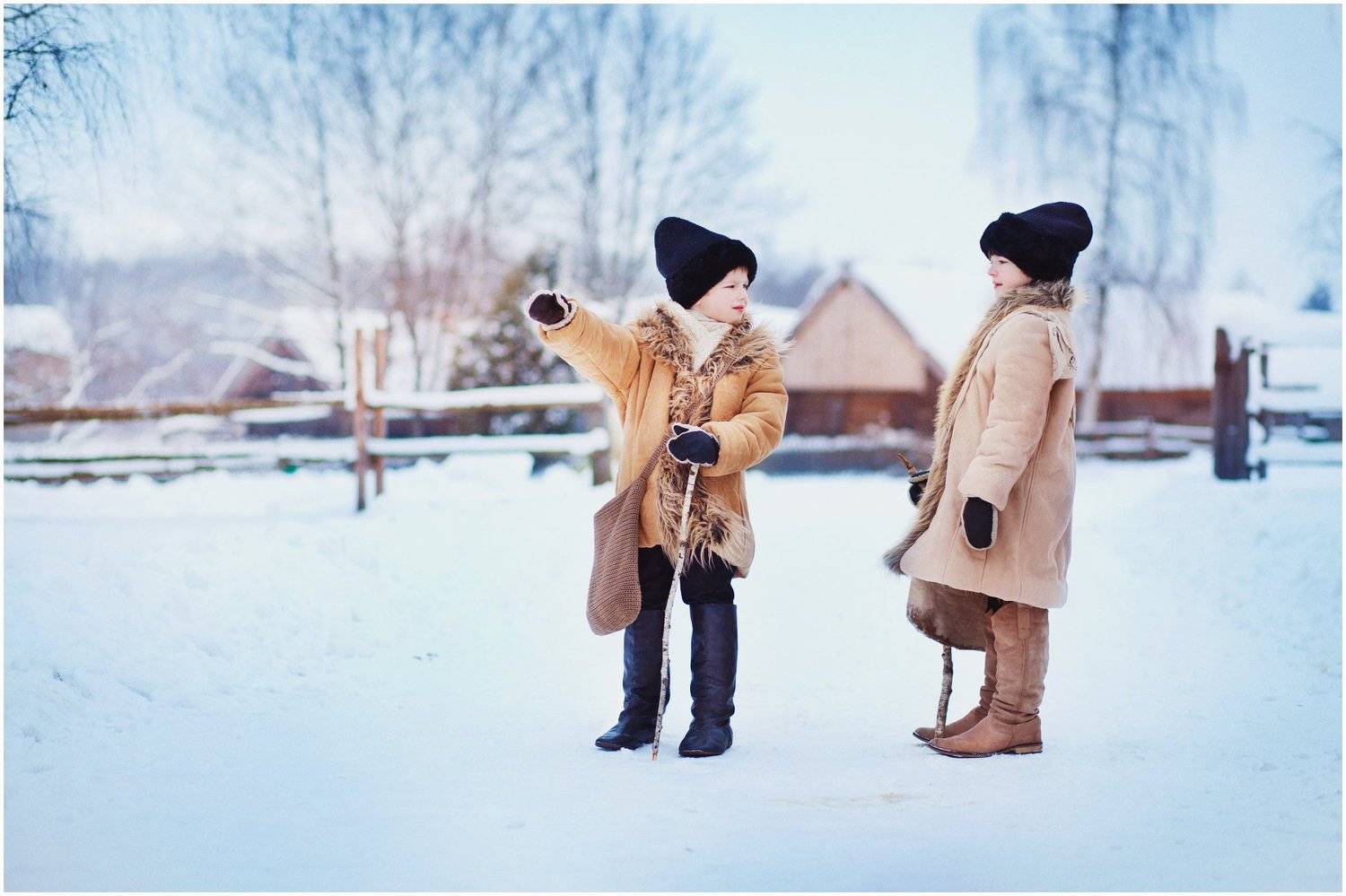 дети, мальчики. братья, зима, деревня, Екатерина Лапатей