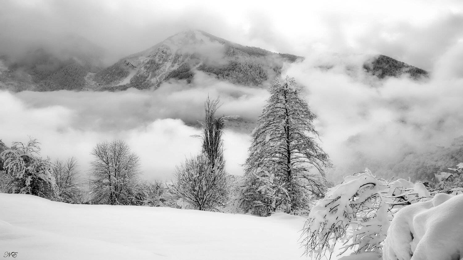 зима гора облака, Евгений Никишин