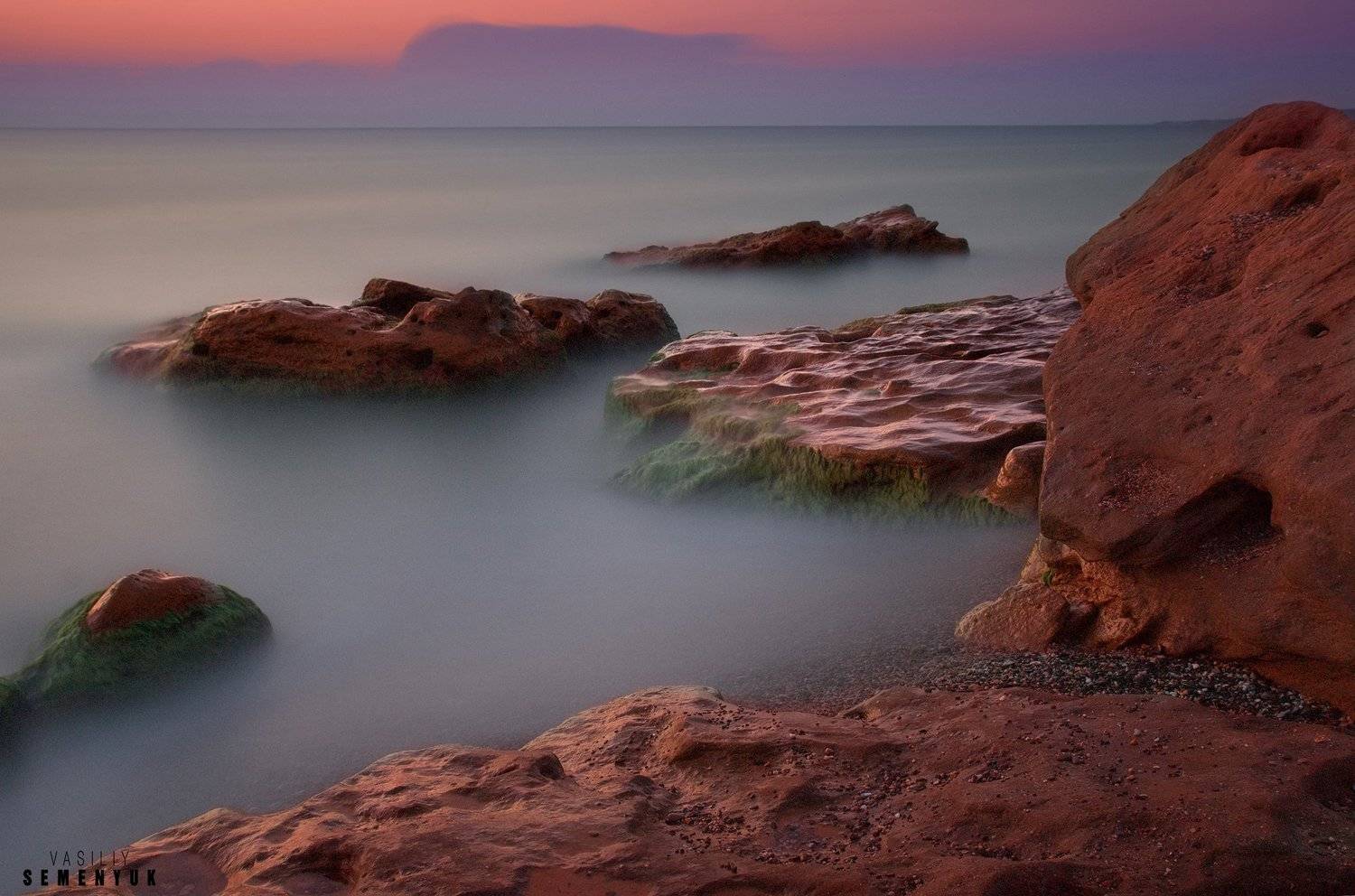 Крым, море, закат, длинная выдержка, камни, Береговое, Семенюк Василий