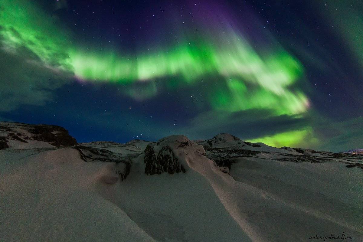 териберка, северное сияние, север, ночь, звезды, Антон Петрусь