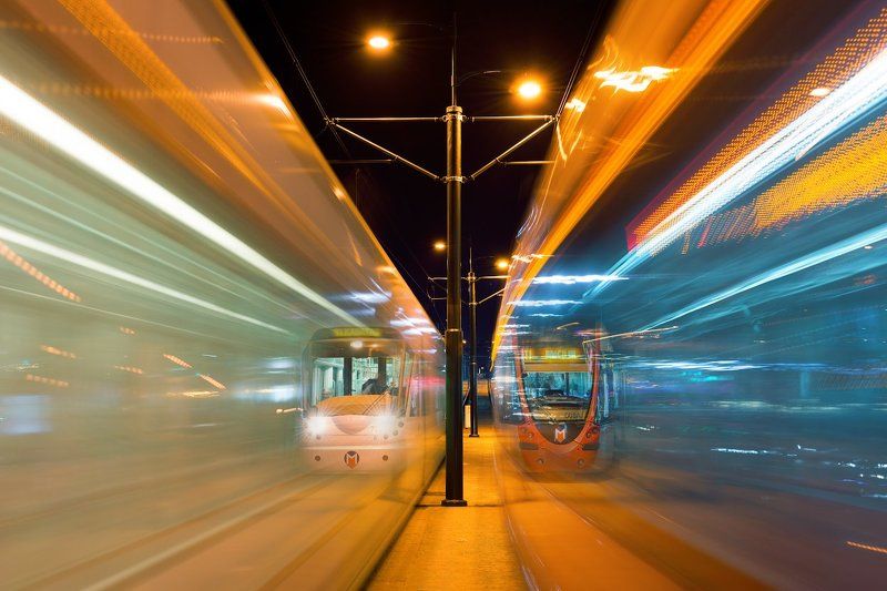 стамбул, ночь, трамвай, турция, Istanbul, night tram, Turkey, Вечное движение фото превью