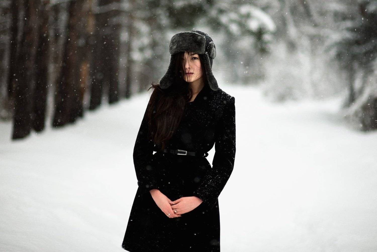 Девушка, красивая, портрет, волосы, лицо, глаза, снег, зима, nikon, Абдрахманов Аскар