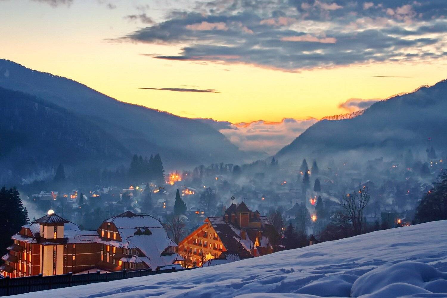 зима вечер родной посёлок, Евгений Никишин