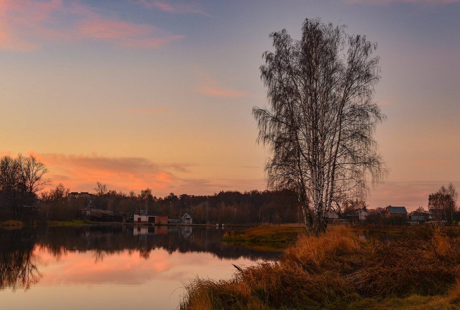 утро, запруда, деревня, осень, Владимир Штыриков