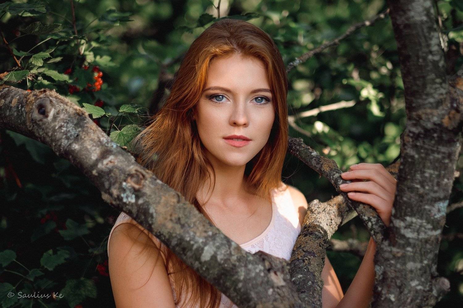 girl, female, pretty, portrait, redhead, Saulius Ke