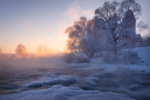 Зимнее утро у мельницы