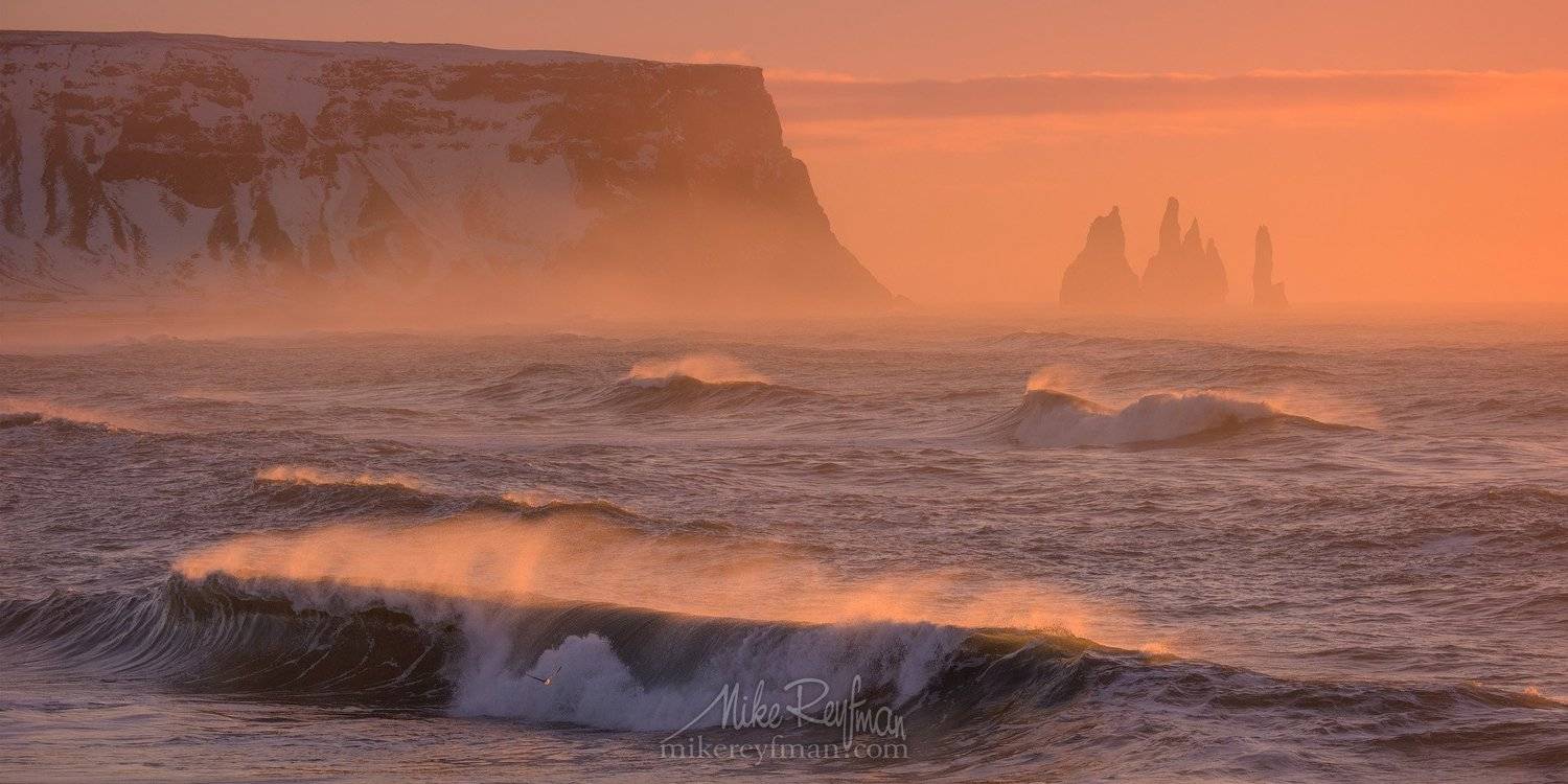 vik, basalt, nature, iceland, photography, sky, sea, motion, pink, surf, storm, horizontal, speed, outdoors, scenic, no people, reynisdrangar, horizon over wate,r reynisfjara, breaking waves, power in nature, south central iceland, Майк Рейфман