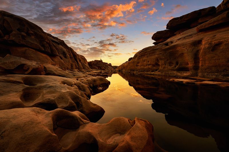 thailand,asia,travel,landscape,thai,river,rock,sunrise,cloud,water,colour Sampanbok,Thailand фото превью