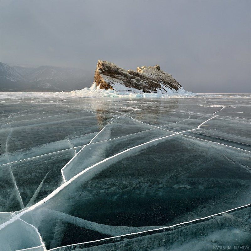 байкал, пейзаж, зима, лёд Буран над Еленкой фото превью