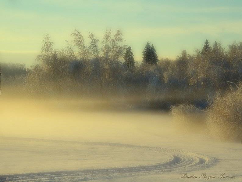 sunset,mist,fog,landscape,winter,snow,, DZINTRA REGINA JANSONE