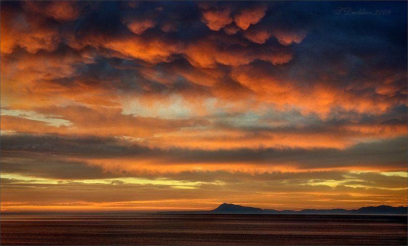 рассвет, море, небо, облака, птицы, горы Январь. Пробуждение. фото превью