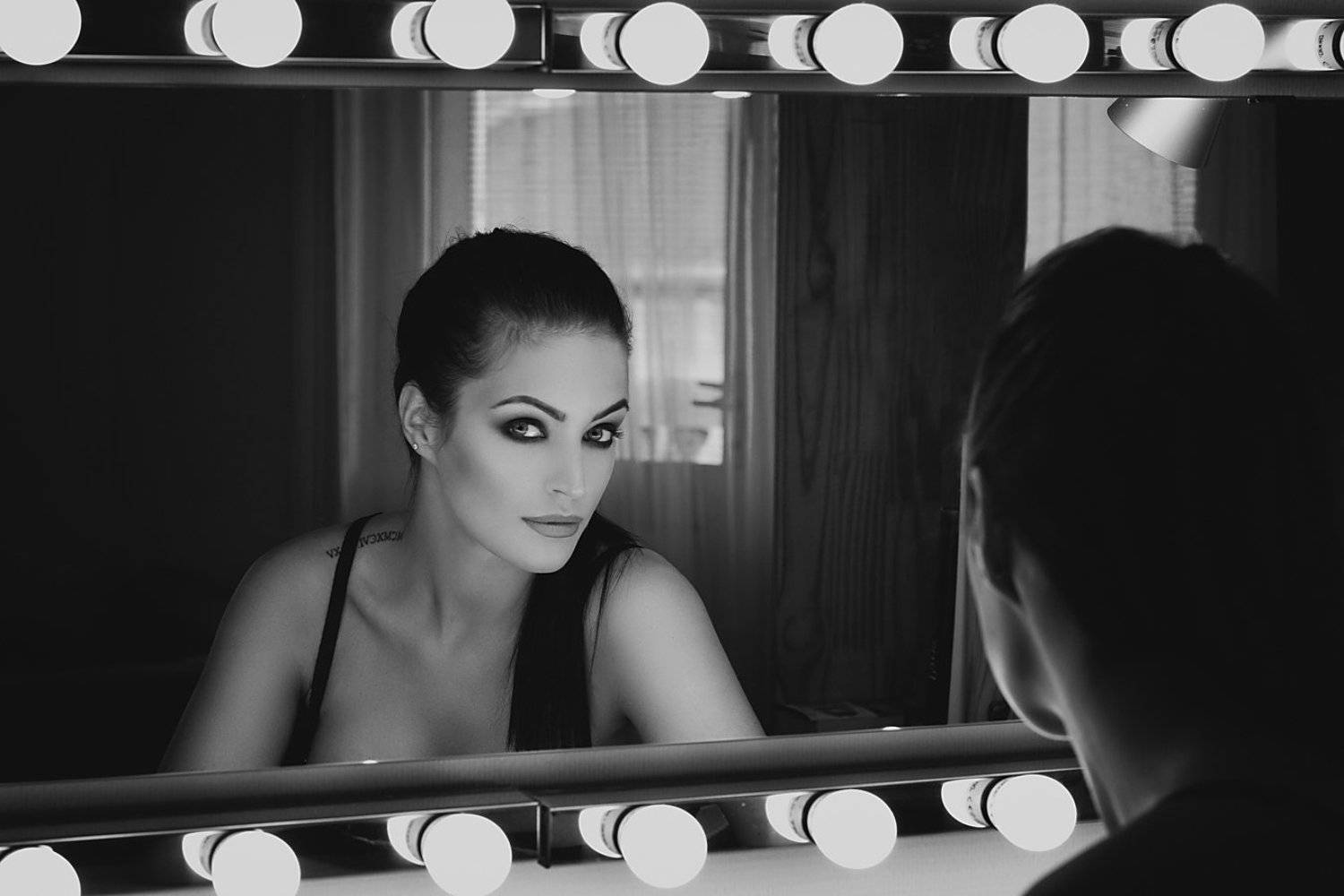 model, glamour, woman, female, black and white, body, sexy, sensual, eyes, portrait, erotica,  fine art, lingerie, mirror, beautiful, fashion,, Lajos Cs&aacute;ki