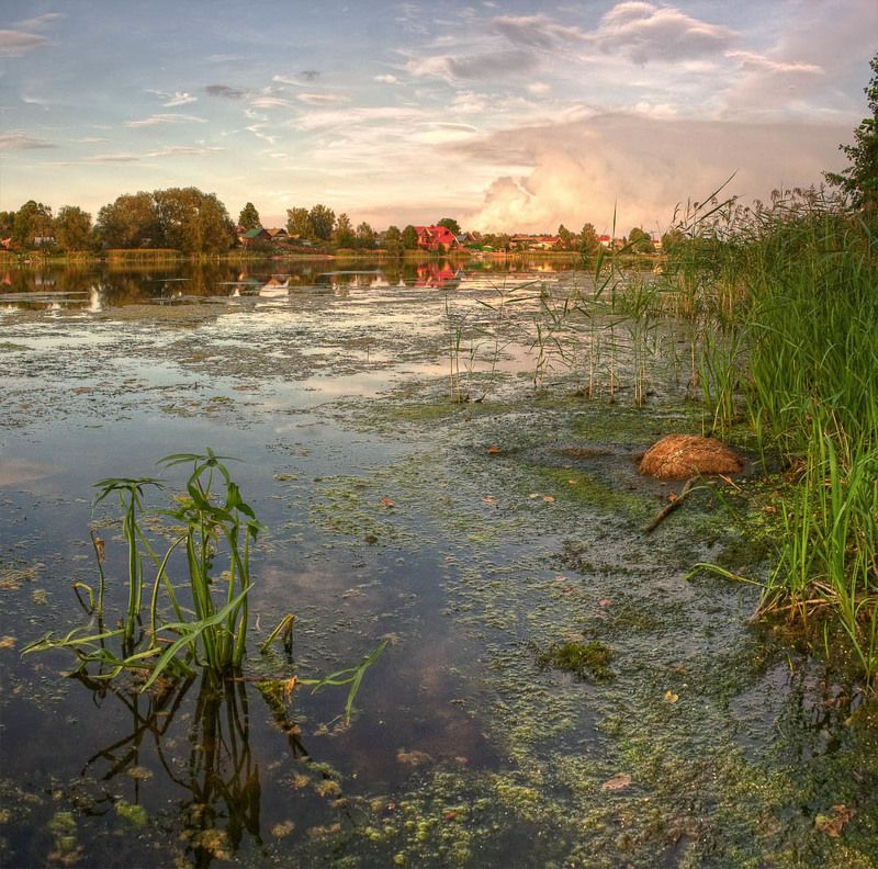 озеро, вечер, пейзаж наслаждаясь тишиной фото превью
