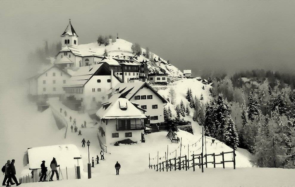 горы, зима, деревушка, Vasylevskyy Vitaliy