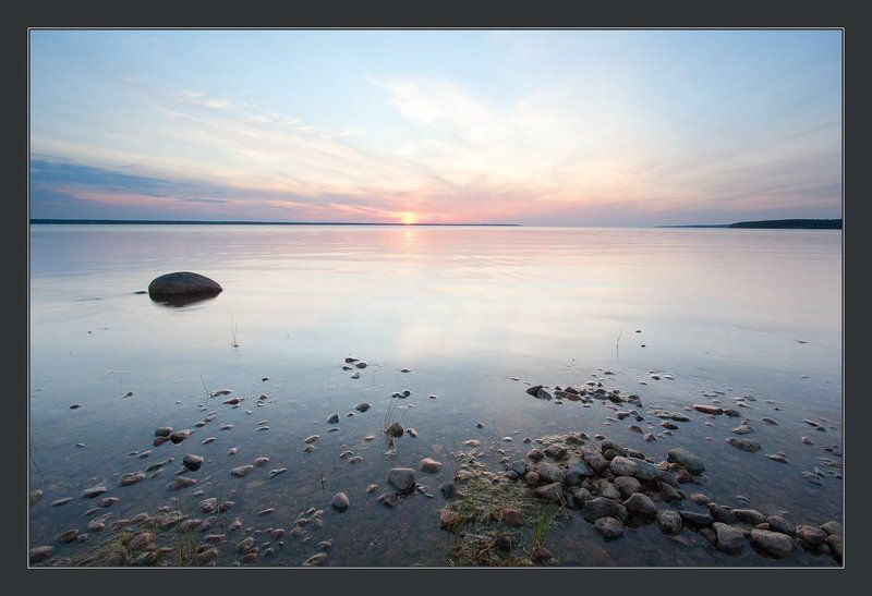 приморск, вечер, берег, залив вечером в Приморске фото превью