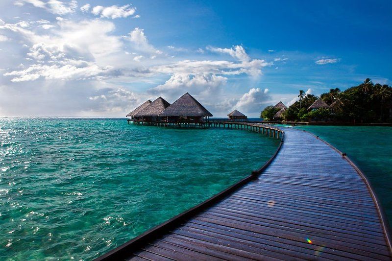 мальдивы, океан, мост, бунгало, пальмы, остров дорога в рай фото превью