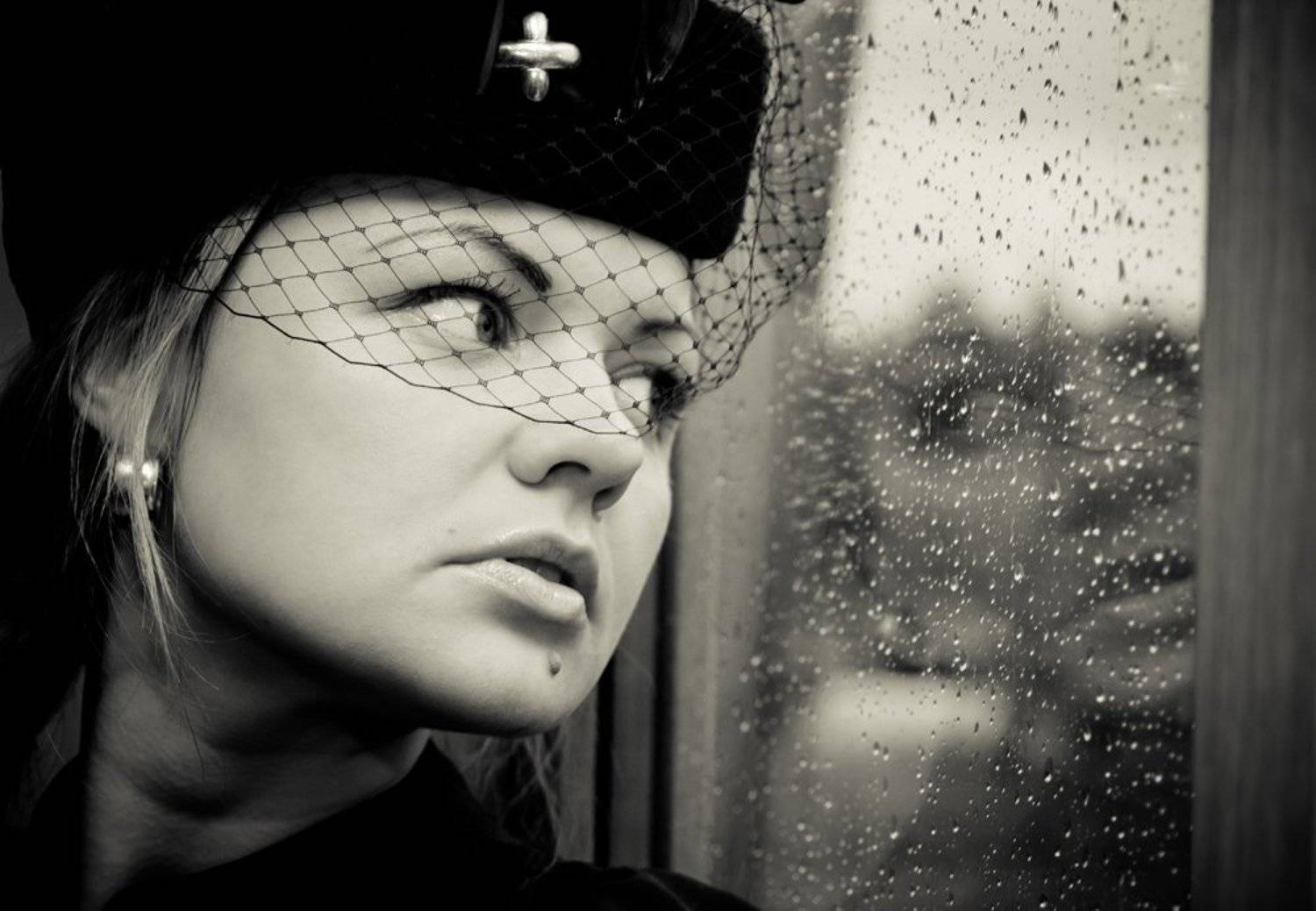 девушка, стекло, капли, Антон