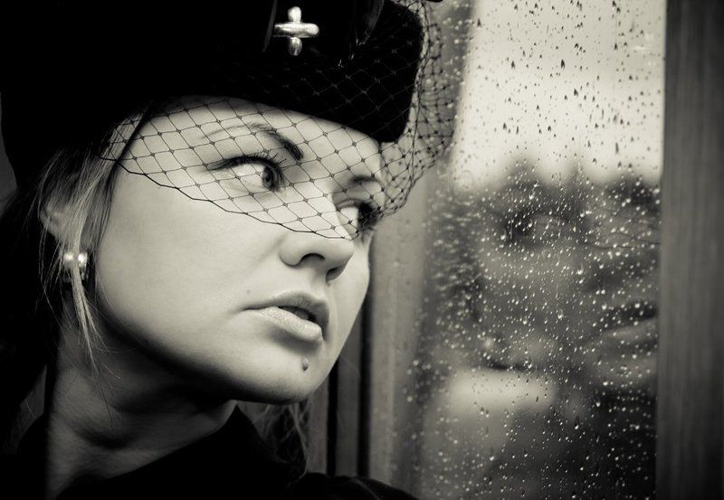 девушка, стекло, капли Прощай... фото превью