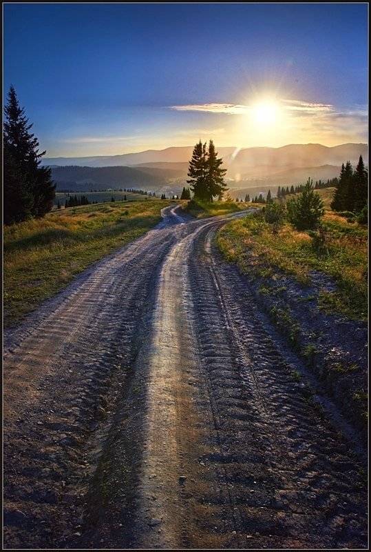 горная шориия, закат, дорога, владимир