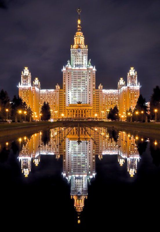 мгу, москва, ночной город, ночная съемка МГУ фото превью