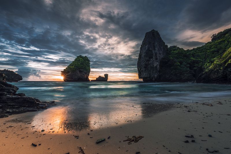 sunset, sand, beach, island, Thailand, octopus Nui beach фото превью