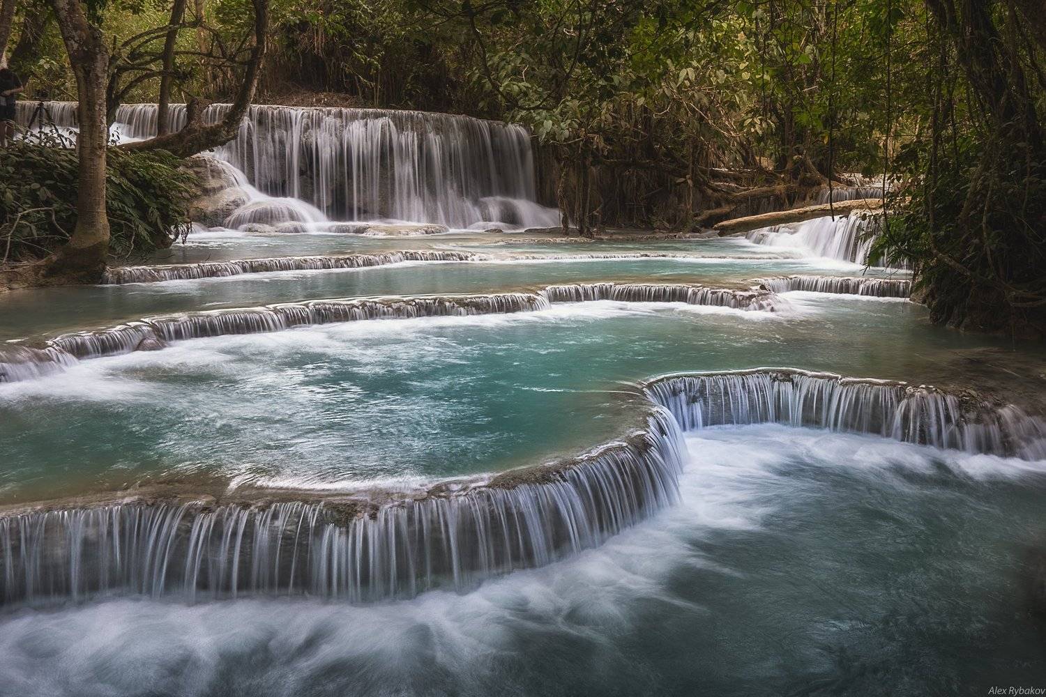 forest water jungle river travel blue green sony waterfall long exposure stream Kuang Si Falls Luang Prabang Laos Asia LuangPrabang., Александр Рыбаков