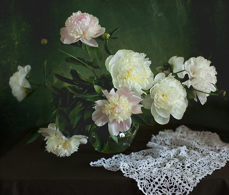 still life, натюрморт, цветы, пионы, алина ланкина, букет, лето, салфетка *** фото превью