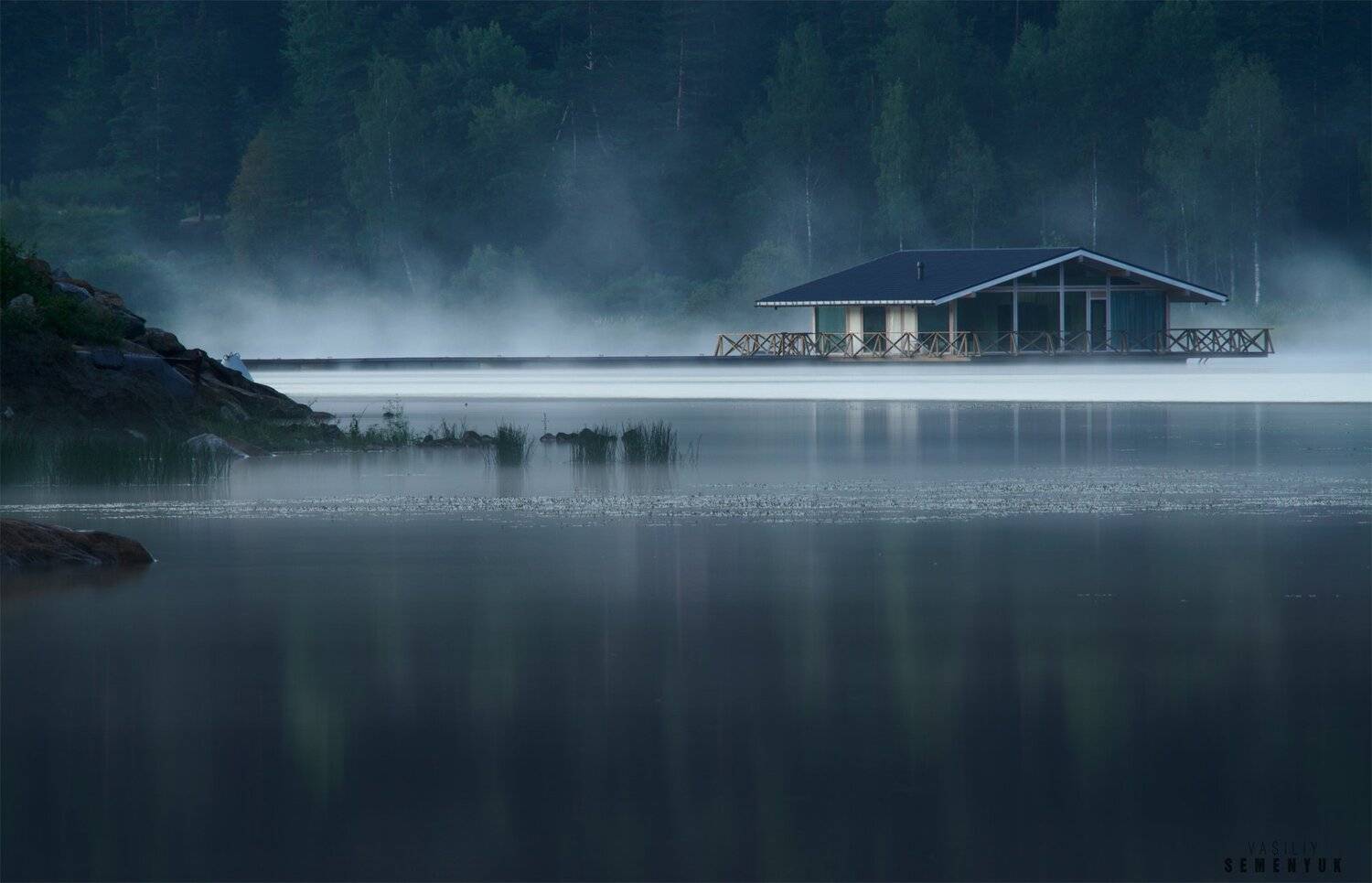 Ладога, шхеры, озеро, туман, пейзаж, одинокий дом, Семенюк Василий