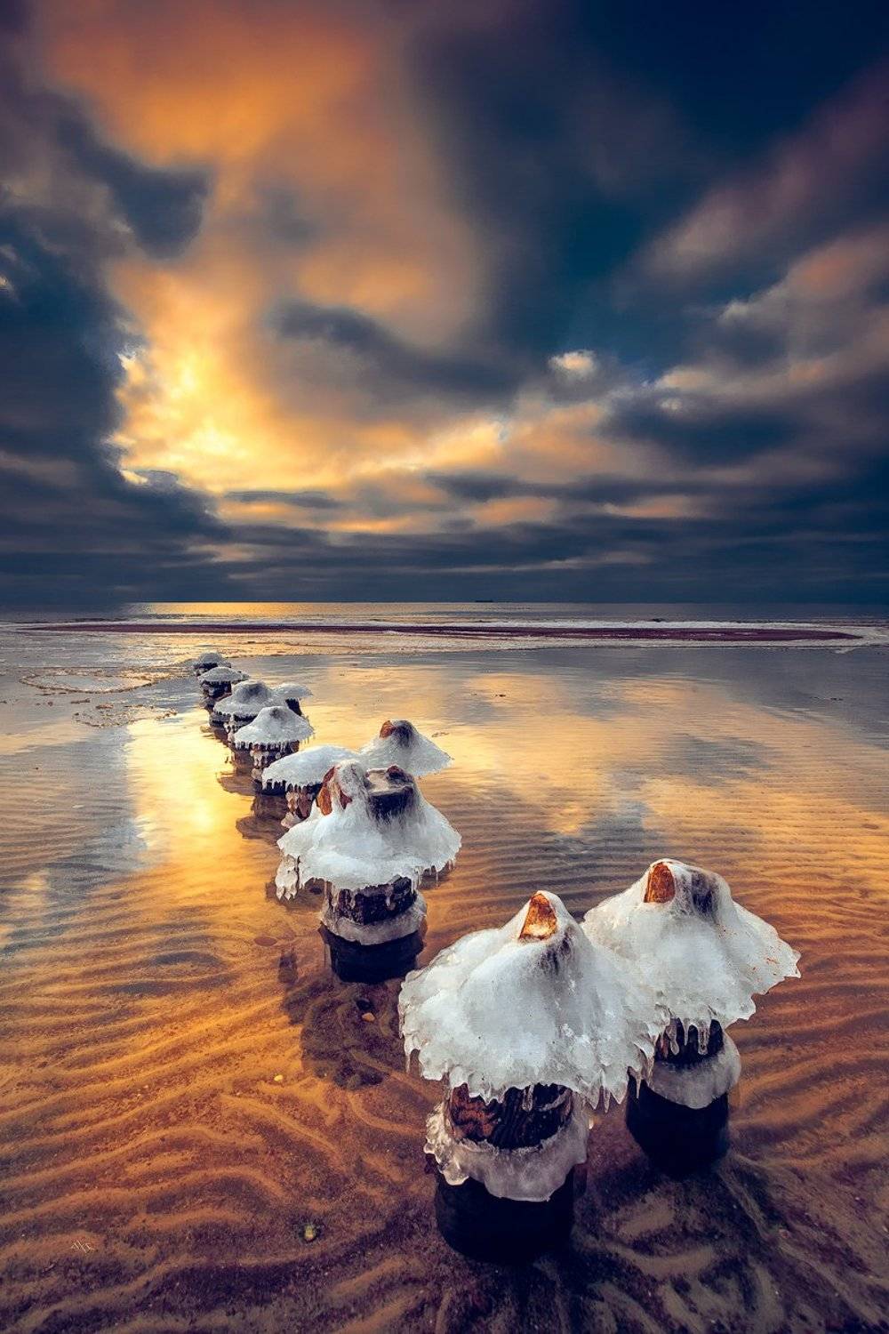 landscape, lithuania, sunset, baltic sea, ice, Руслан Болгов (Axe)