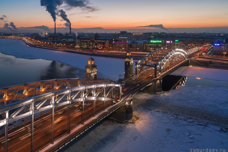 россия, петербург, город, архитектура, зима, аэрофотосъемка, вечер, закат, снег, европа, дрон, коптер, квадрокоптер, dji Зимний Петербург с квадрокоптера фото превью