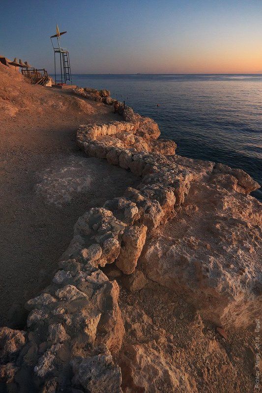 закат, Шарм-эш-Шейх, вечер, тепло, море, красное море,   Каменная змейка фото превью