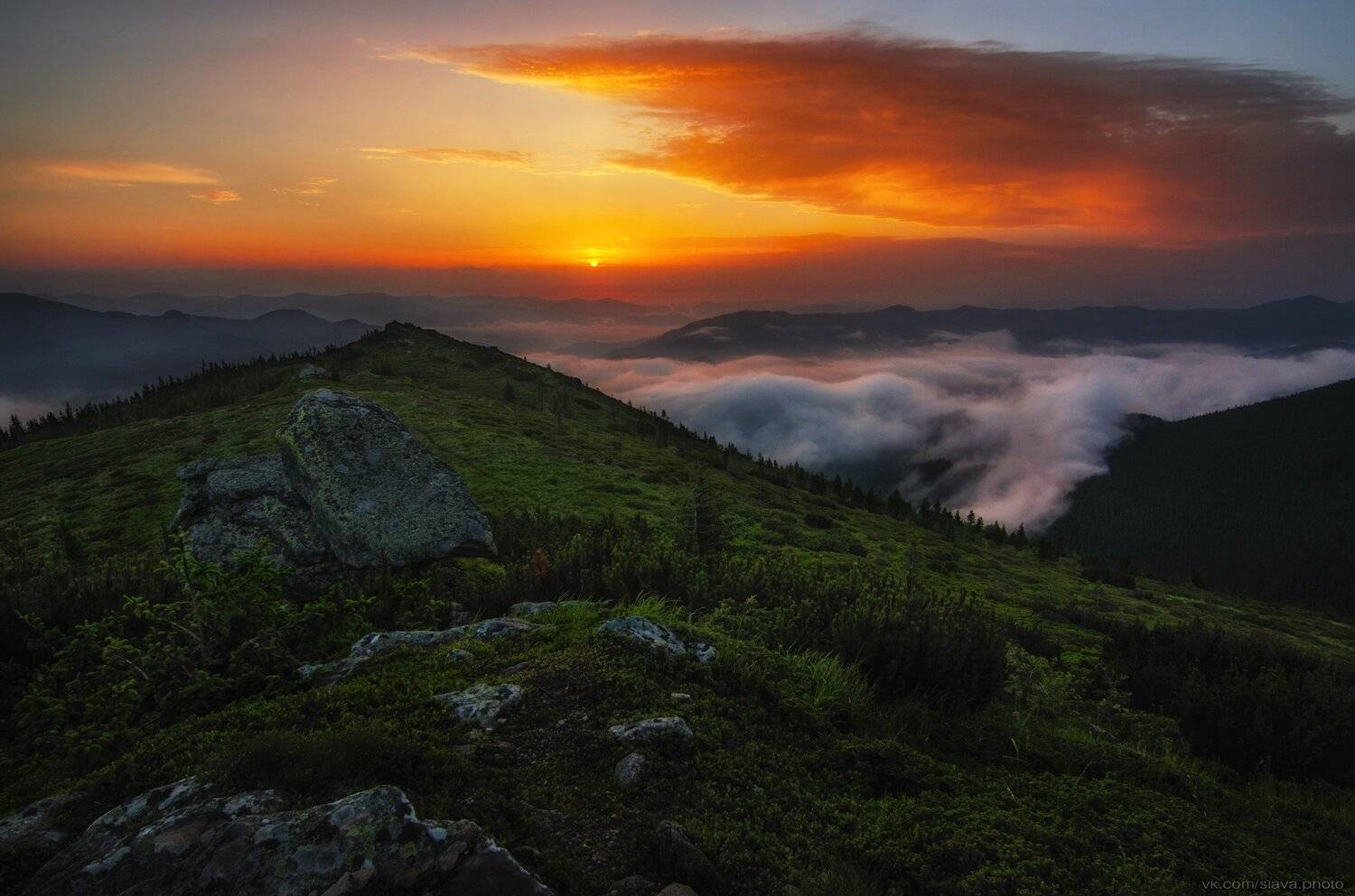 пейзаж, карпаты, горы, рассвет, лето, Slava Lucky