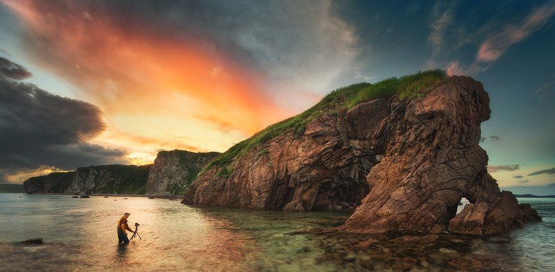 приморский край, море, солнце, рассвет, море, побережье бэкстейдж фото превью