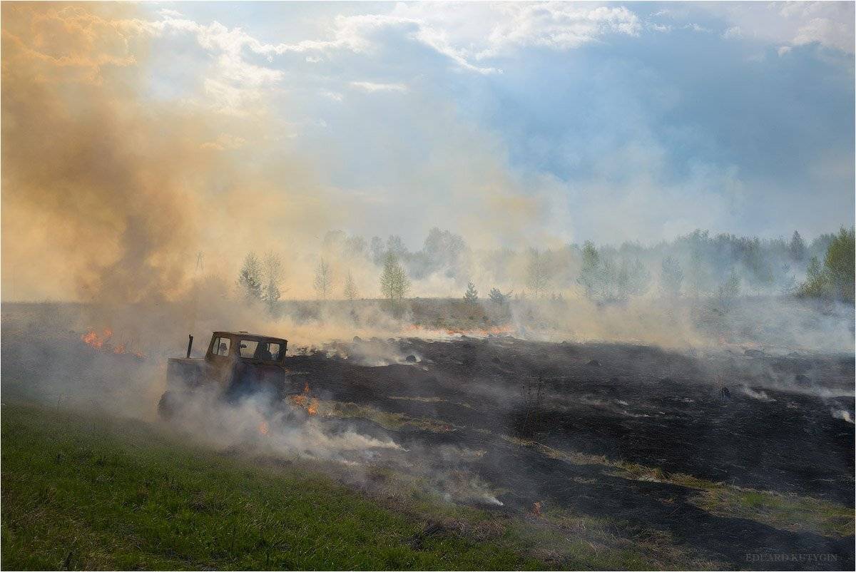 Кутыгин, пожар, горящие, поля, поле, трактор, опашка, дым, пламя, Кутыгин Эдуард