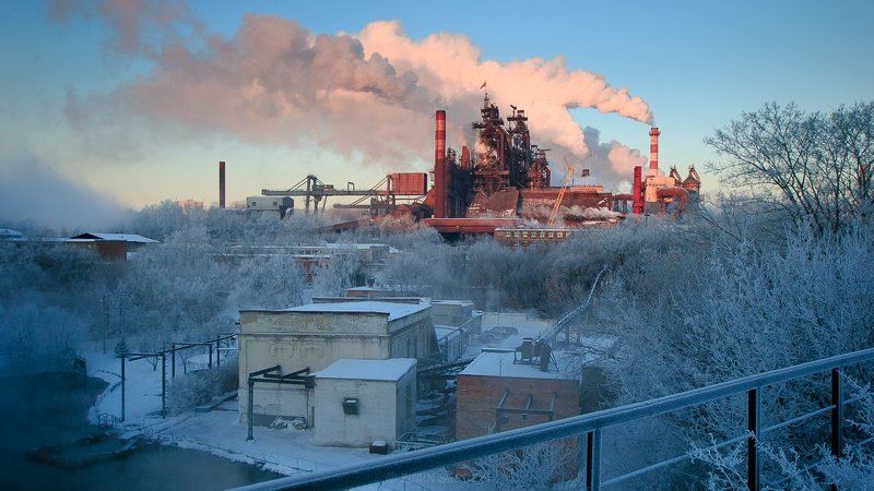 завод, природа, рассвет, россия, тула, туман ... фото превью