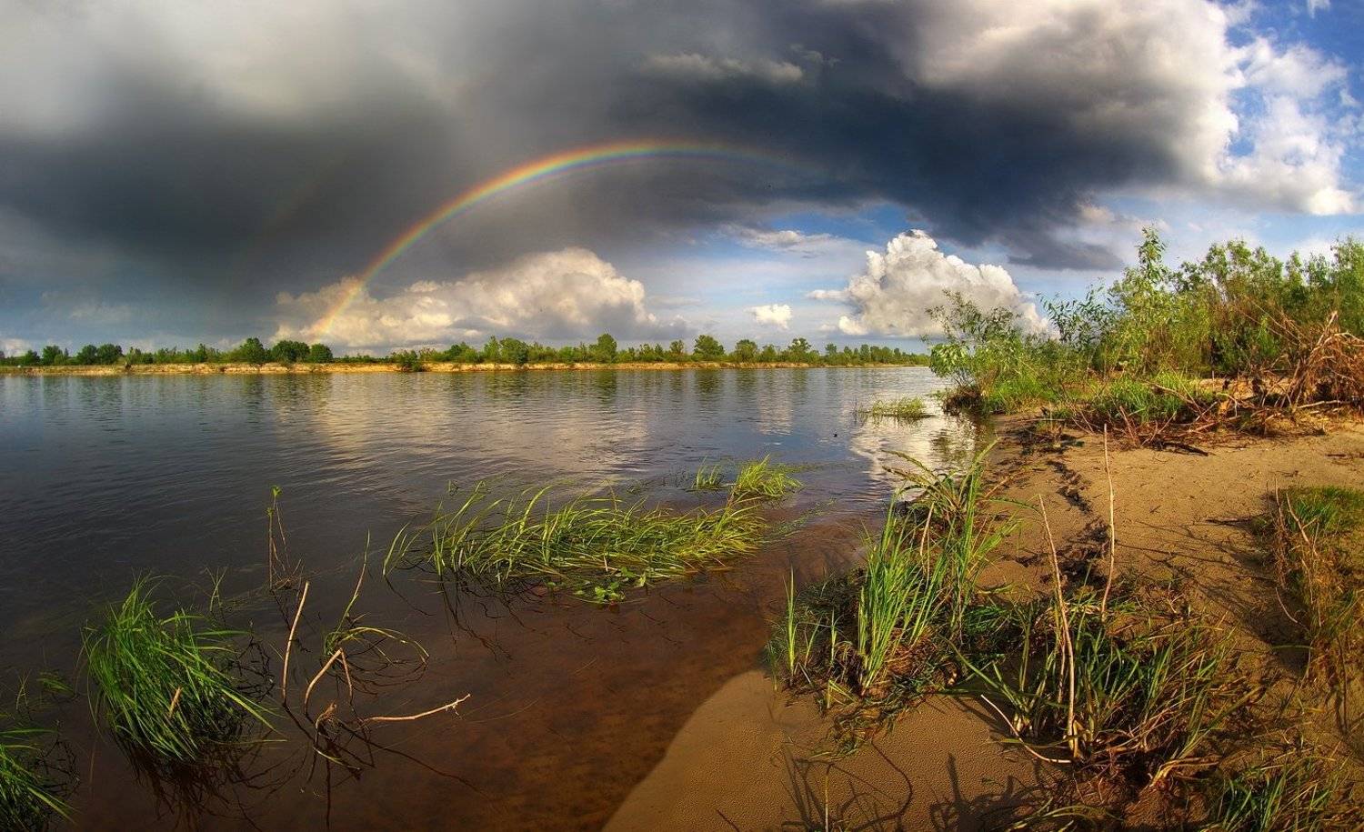 spring, rainbow, river, belarus, rain, sun, water, clouds, may, landscape, nature, fisheye, весна, радуга, гроза, река, солнце, пейзаж, фишай, май, природа, облака, Сергей Шляга