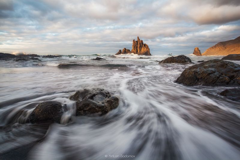 пляж, бениджо, тенерифе, испания, океан, волны, скалы, Benijo, Tenerife фото превью