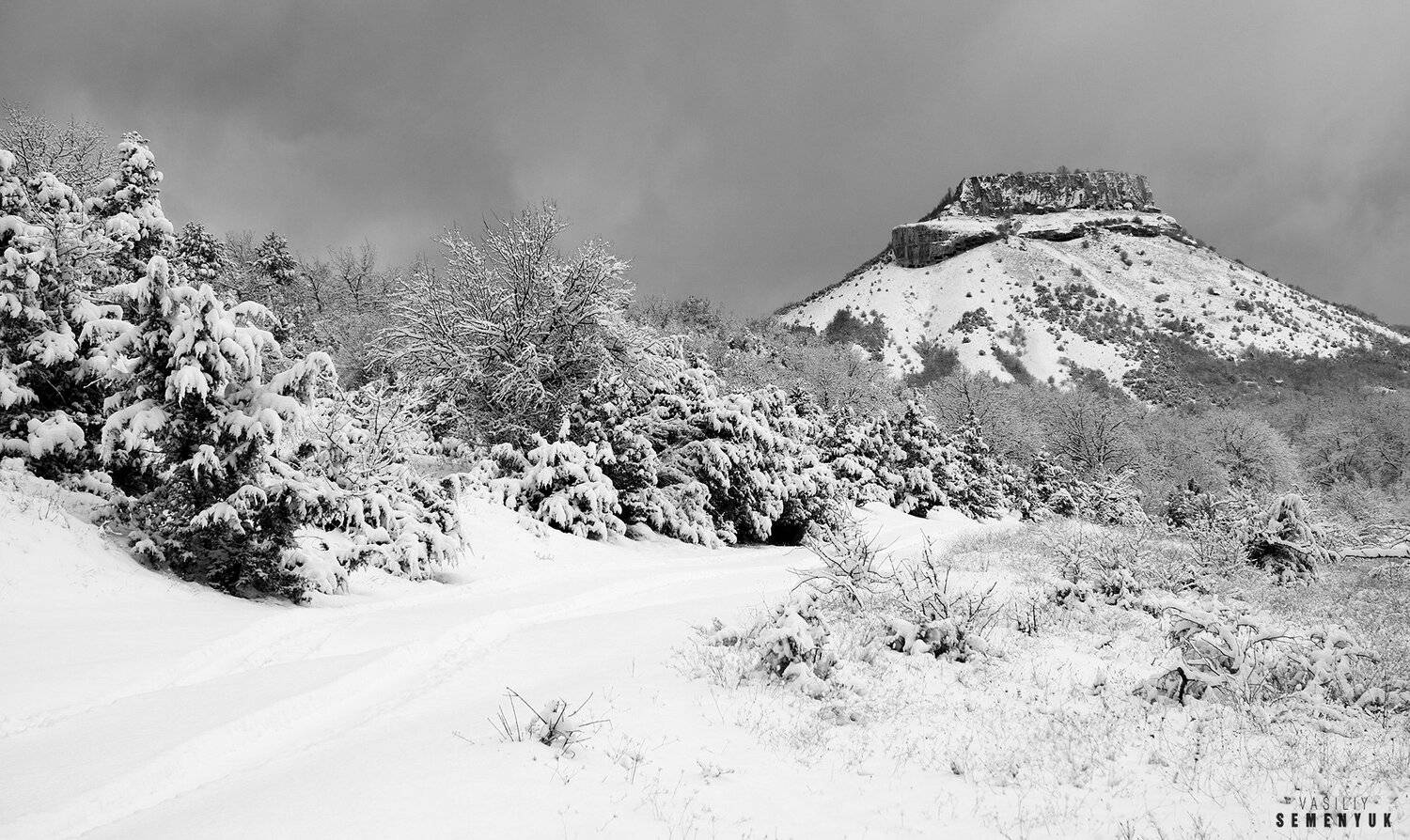 Крым, зима, Тепе-Кермен, дорога, снег, Семенюк Василий