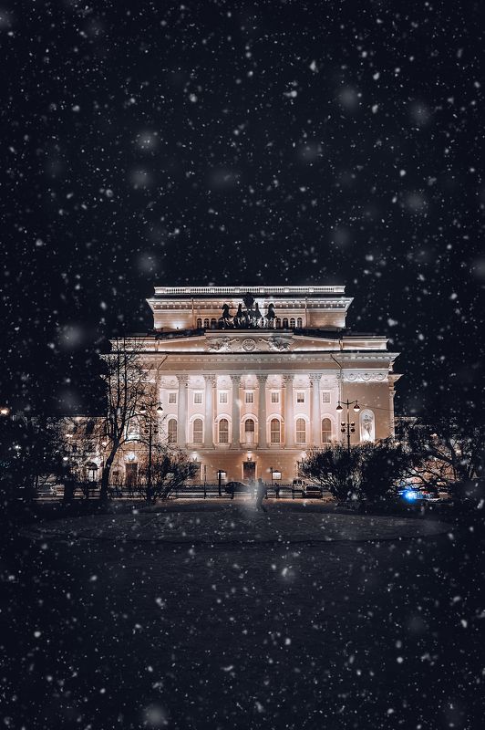 winter, russia, snow, спб, зима, снег, city, sky, небо, город Александринский Театр фото превью